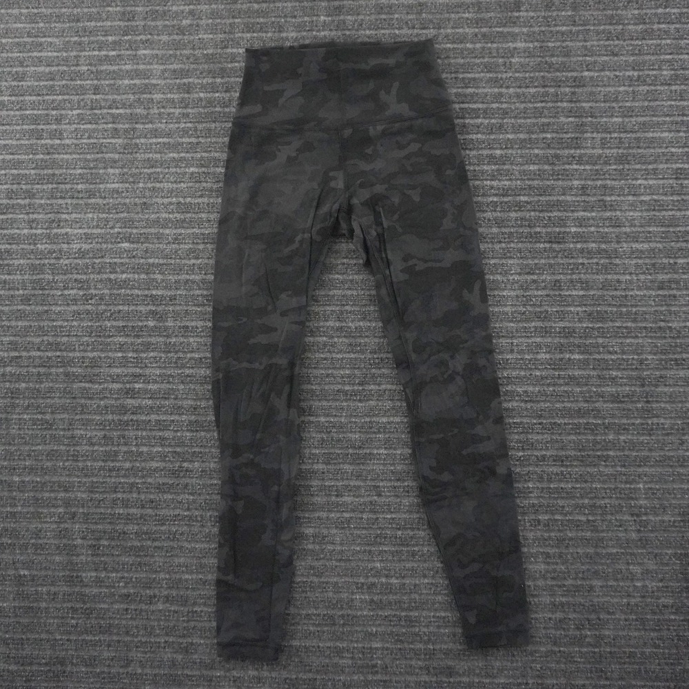 Lululemon Align Leggings Womens 6 Black Gray Camo High Rise Nulu 25" Inseam